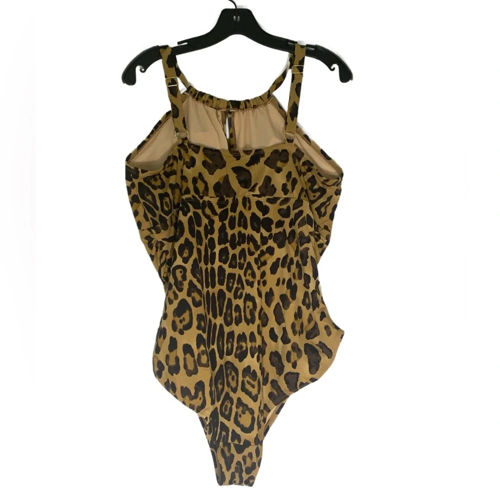 Ralph Lauren Cheetah Leopard High Neck One Piece‎ Swimsuit -plus sz 20W Rt $180